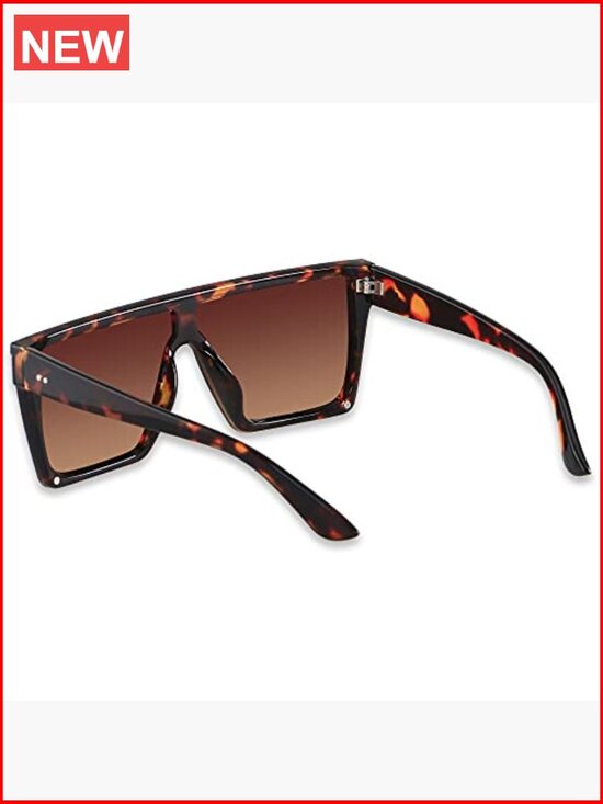 Oversized Flat Top Shield Sunglasses UV Protection For Women Men main image 7